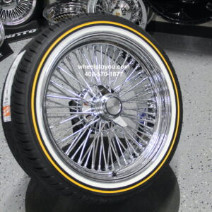 STROMBECKER #9052 Chrome Spoke Wheels and #9048 Tires 1/4" wide x 1" Dia 2 pair 