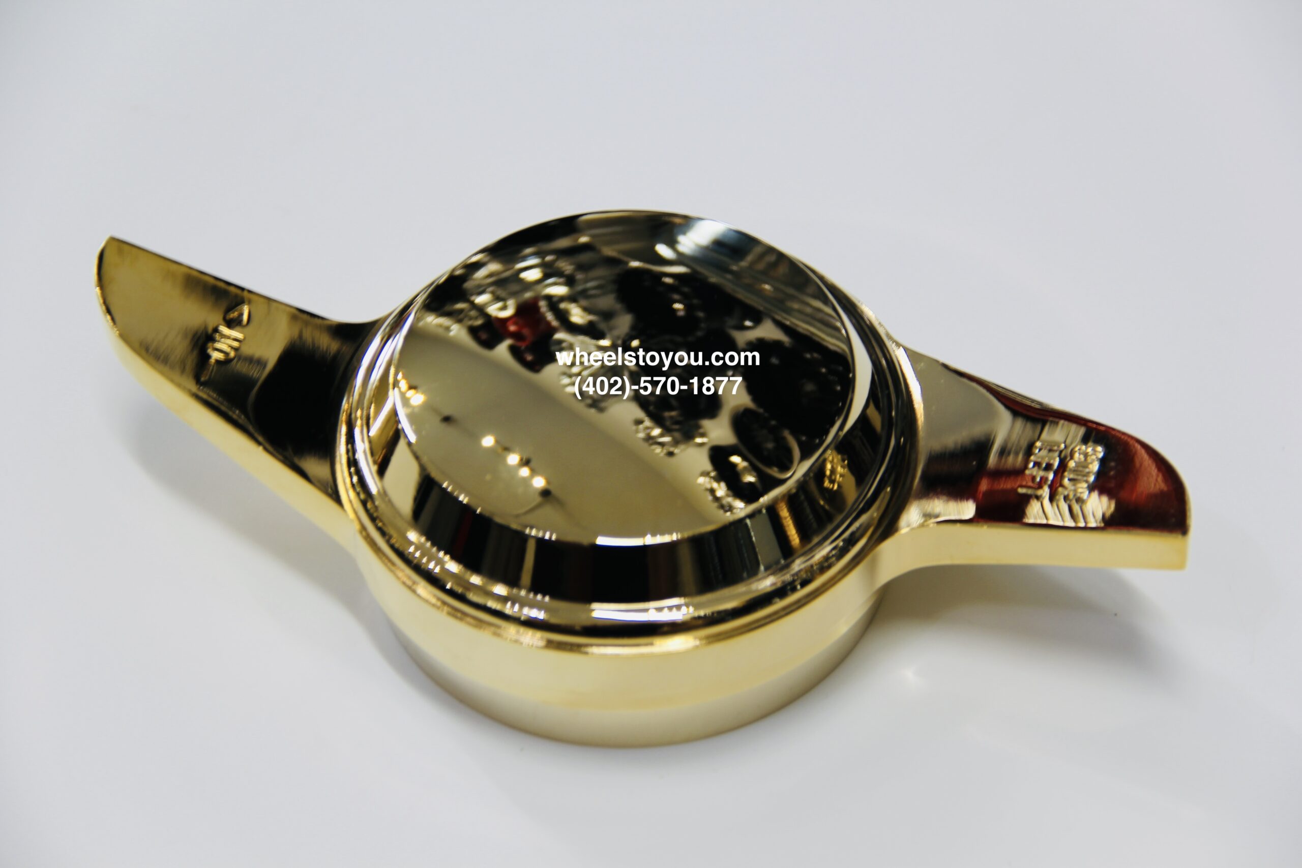 New single (1) Left / Drivers Side 24kt Two-Wing Knockoff Spinner fits ...