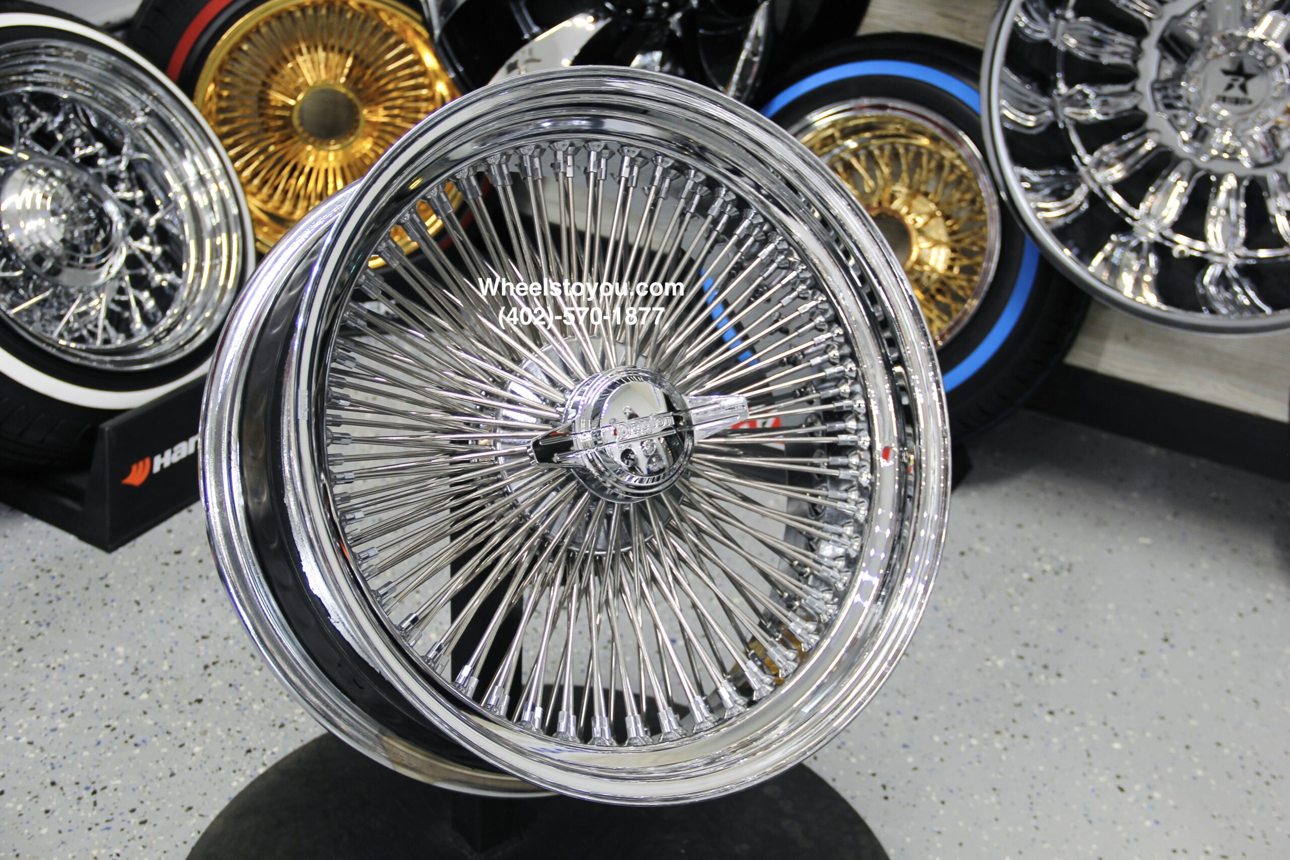 thumbnail image 2 of Vintage Lowrider 26" Dayton 144 Spoke Chrome Wheel Set - Whitewall Easy Ride Tires, Coaster Brake 2 of 6